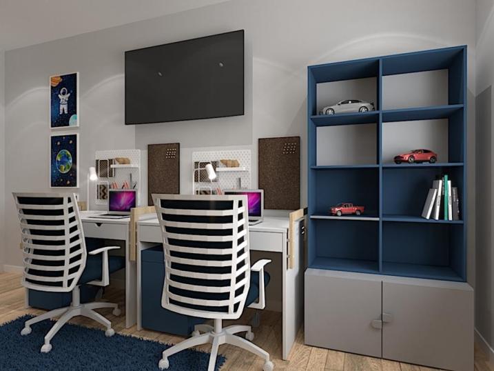 Projekt pokoju dla chłopców braci z meblami gotowymi