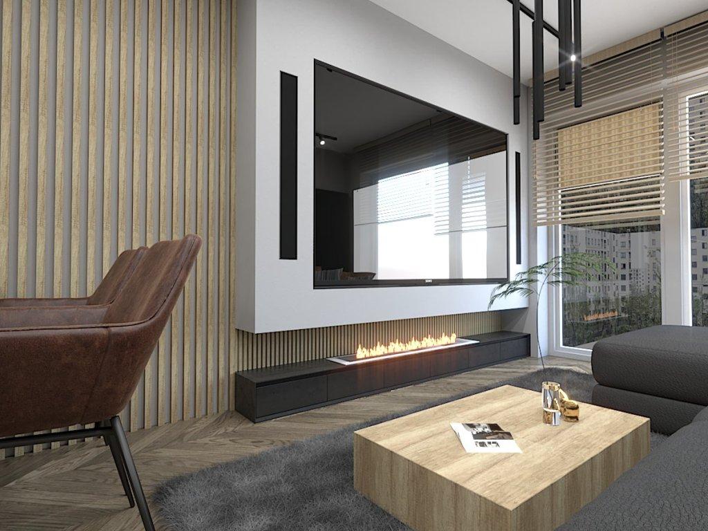 Mieszkanie dla singla zdjęcie salonu ściany RTV