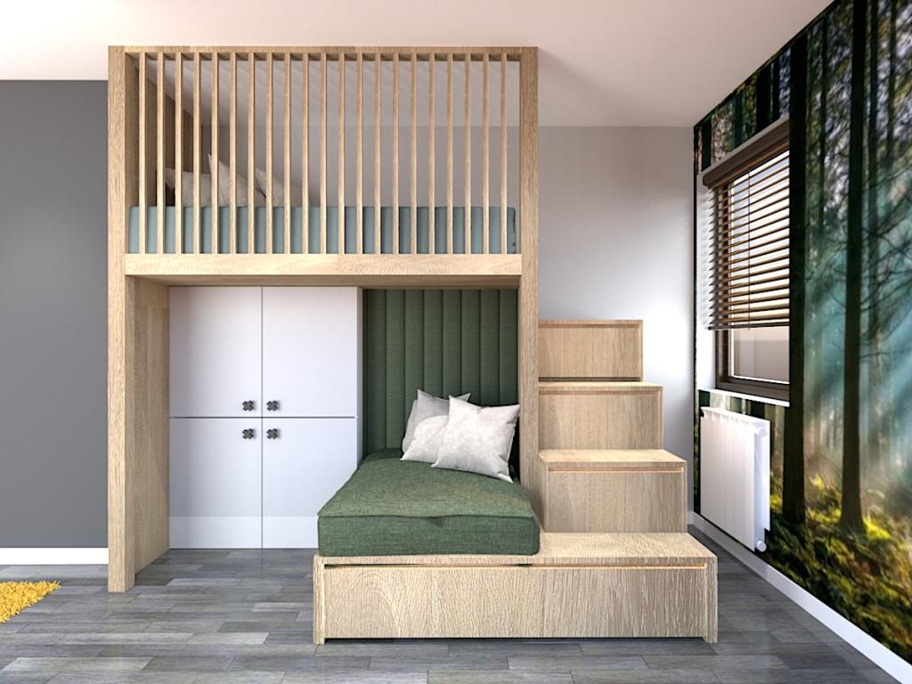 Aranżacja pokoju dla chłopca z antresolą