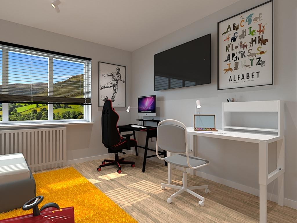 Pokój dla rodzeństwa, kolorowe plakaty na ścianie, tapeta na ścianie