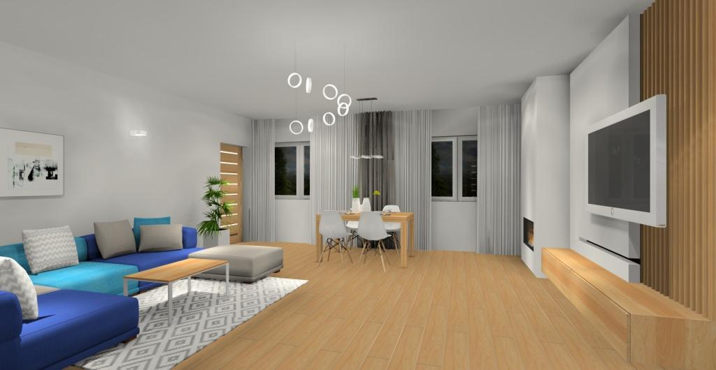 Salon, sofa, stolik kawowy skandynawski, salon w kolorach, biały, szary, drewno, dodatki turkus