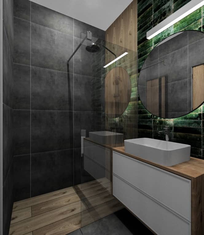 Łazienka w stylu loft w mieszkaniu w bloku