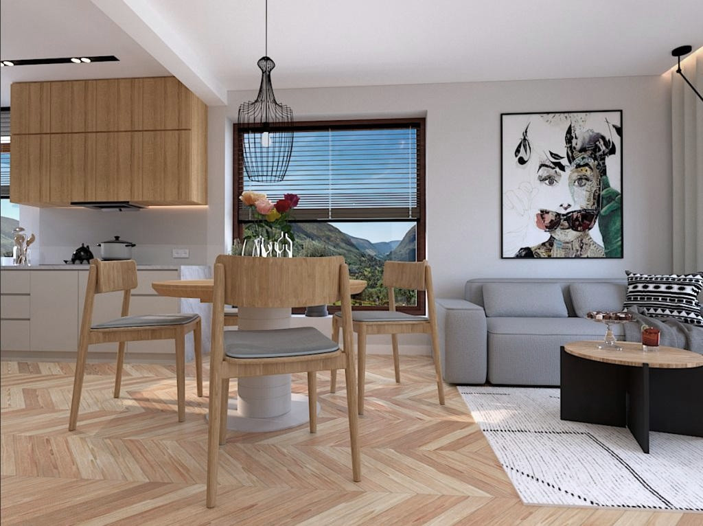 Nowoczesny beżowy salon