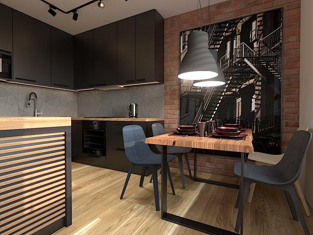 Projekt kuchni z jadalnią w stylu loftowym Wrocław