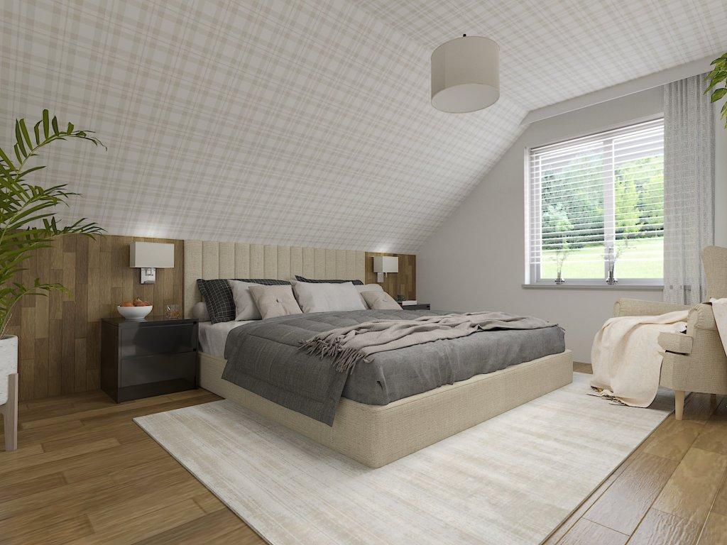 Projekt sypialni na poddaszu ze skosami Warszawa