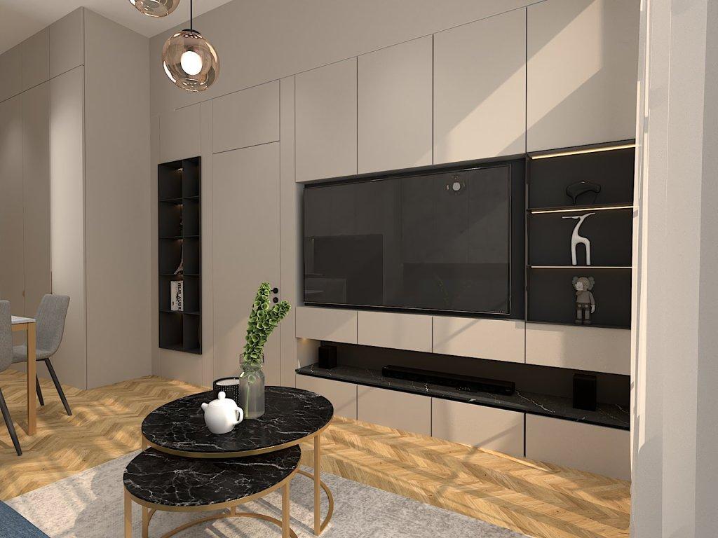 Projekt mieszkania o powierzchni 38 m2, łączącego elegancję z funkcjonalnością