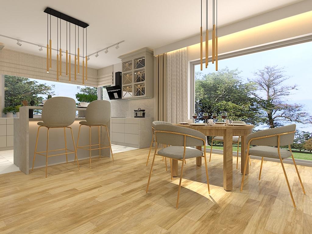 Projekt jadalni zaprojektowany w domu w stylu glamour Nowe Olszyny