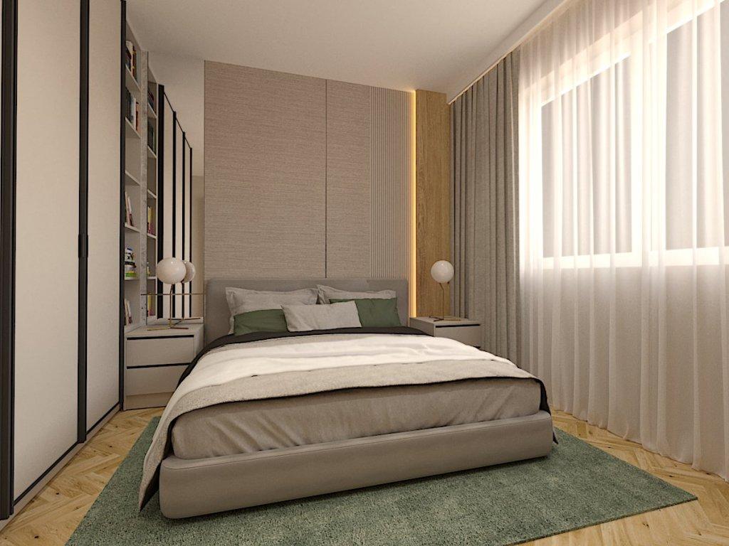 Projekt sypialni w zaprojektowanym domu w stylu nowoczesnym w Gomunicach