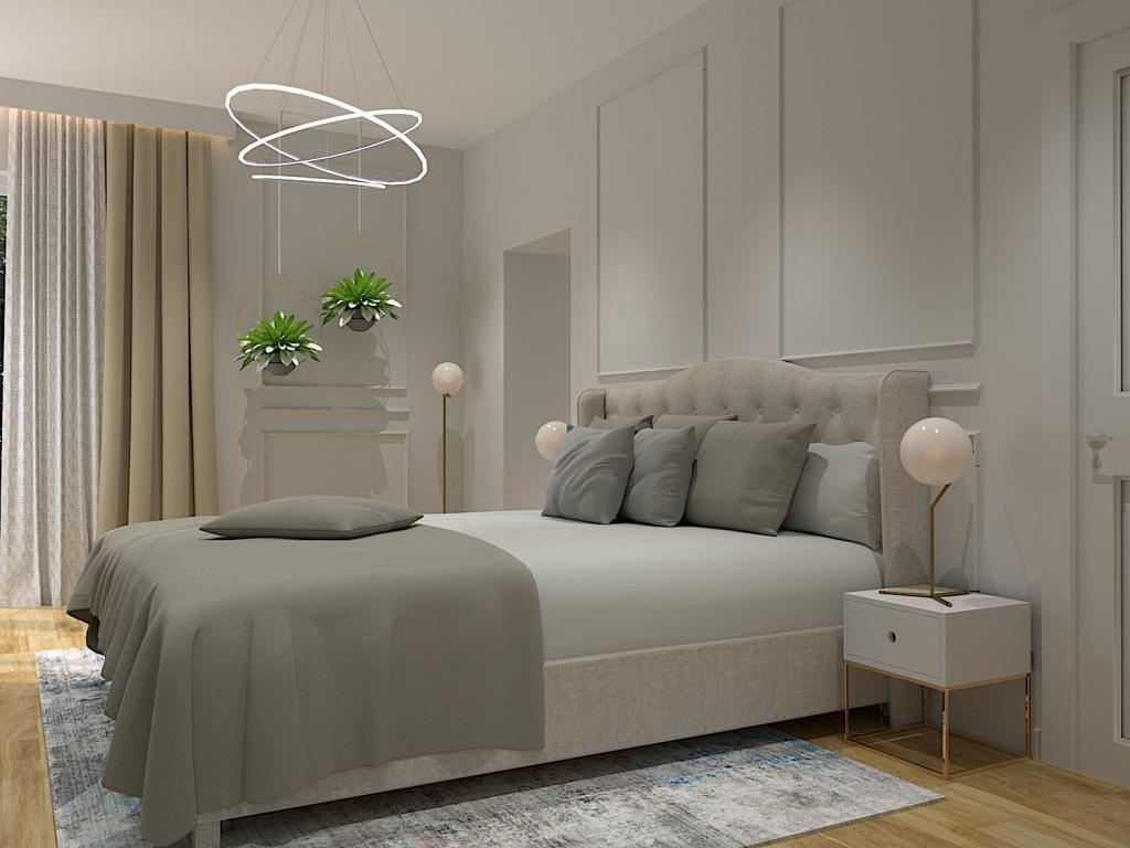 Projekt sypialni zaprojektowany w domu w stylu glamour Nowe Olszyny