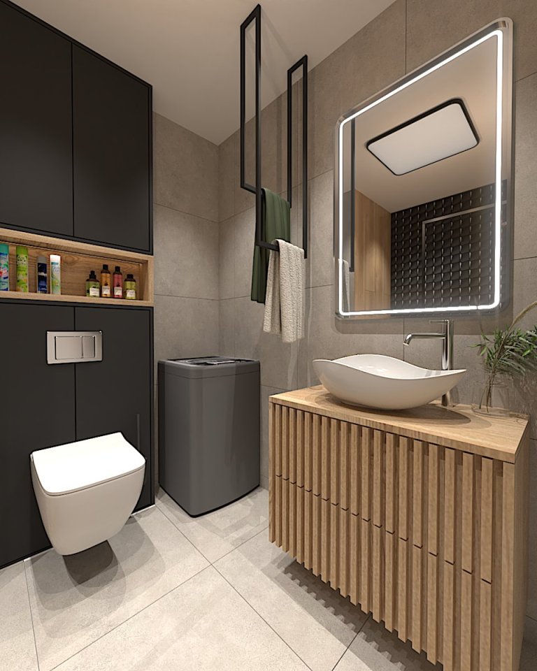 projekt łazienki w mieszkaniu 38m2