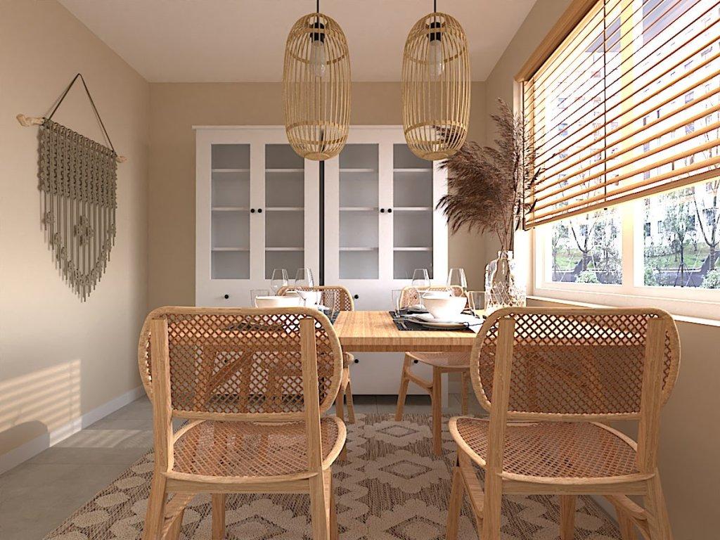 Projekt jadalni w mieszkaniu 48 m2 Ruda Śląska