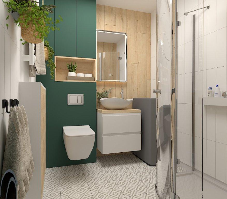 Projekt łazienki w mieszkaniu 48m2