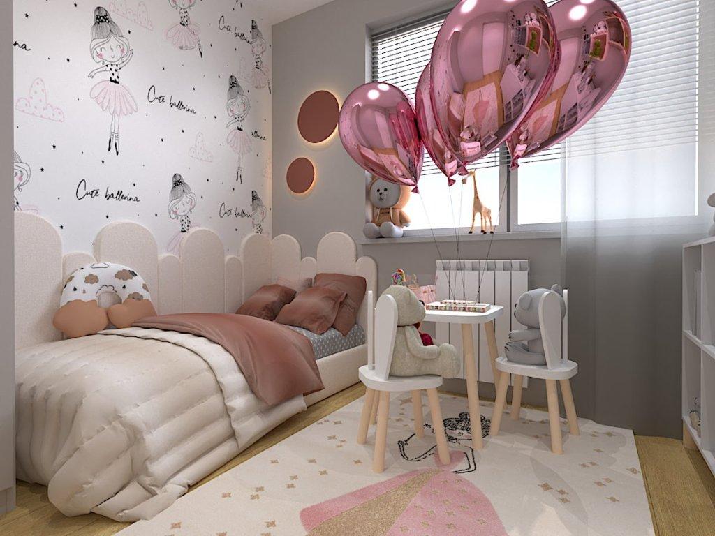Projekt pokoju dziecięcego dla dziewczynki w mieszkaniu 62 m2