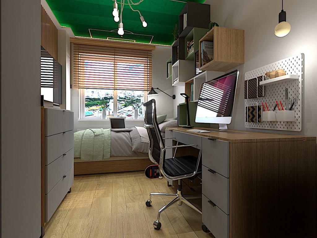 Projekt pokoju młodzieżowego dla chłopca w mieszkaniu 62m2 Włocławek
