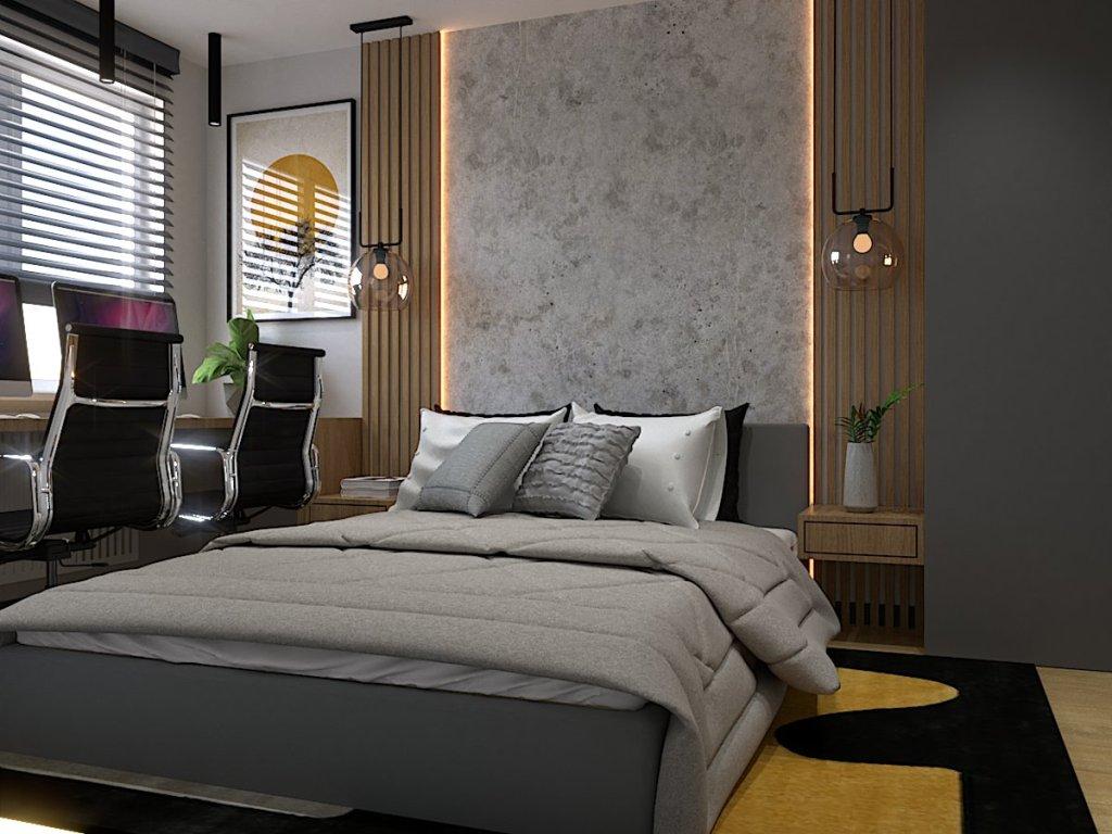 Projekt sypialni w mieszkaniu 62 m2