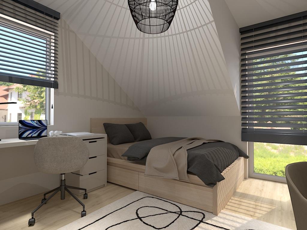 Duże łóżko w pokoju dla nastolatki