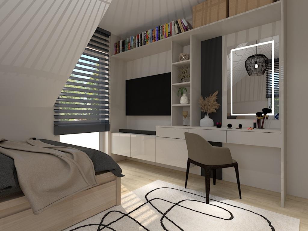 Projekt Dla 16-Letniej Nastolatki: Przytulny Pokój Młodzieżowy na Poddaszu