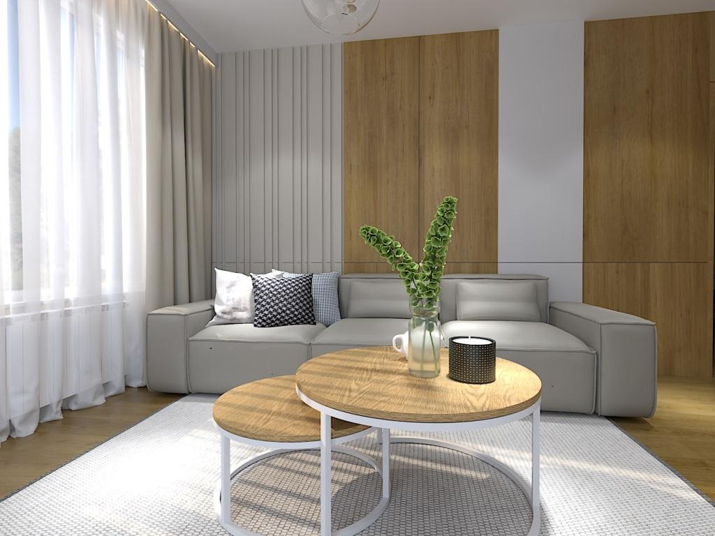 Salon z aneksem kuchennym - wygodna sofa