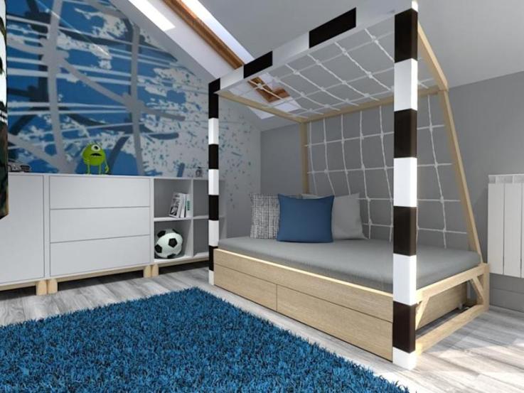 Inspiracja na pokój dla chłopca - łóżko bramka