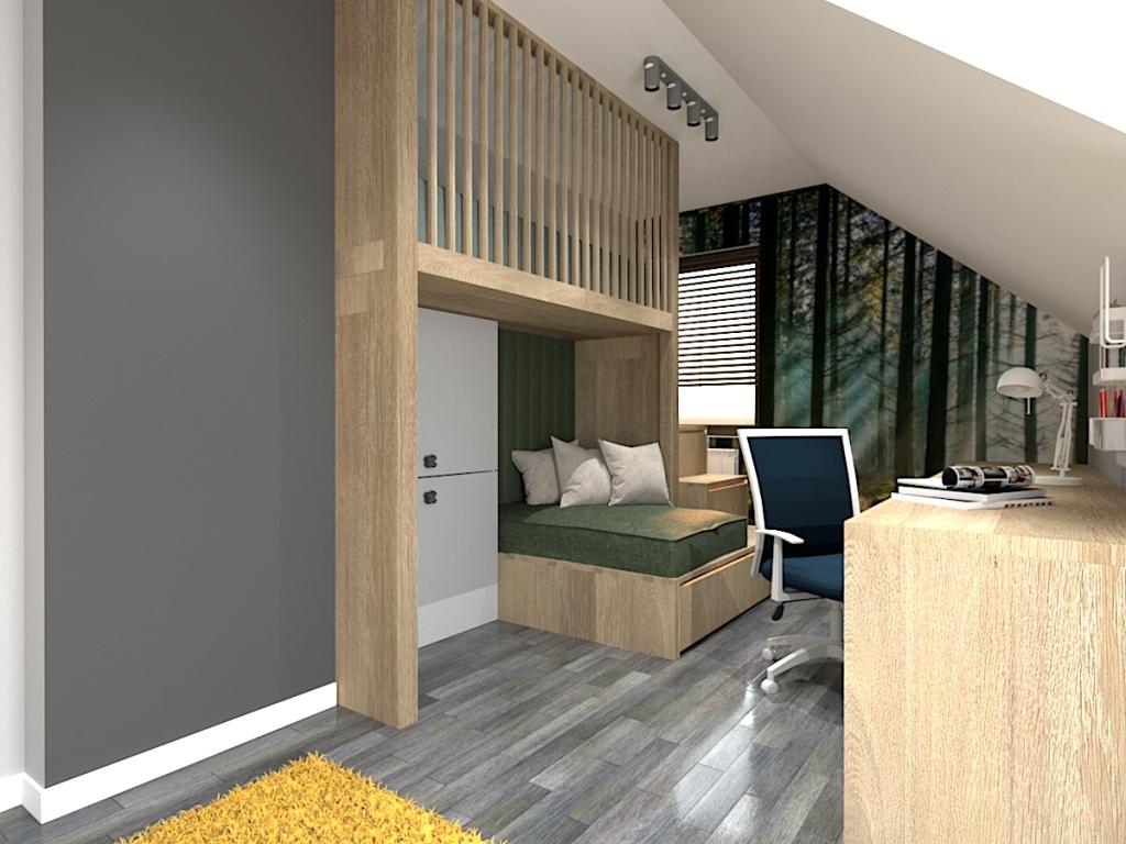 Pokój dla chłopca na poddaszu