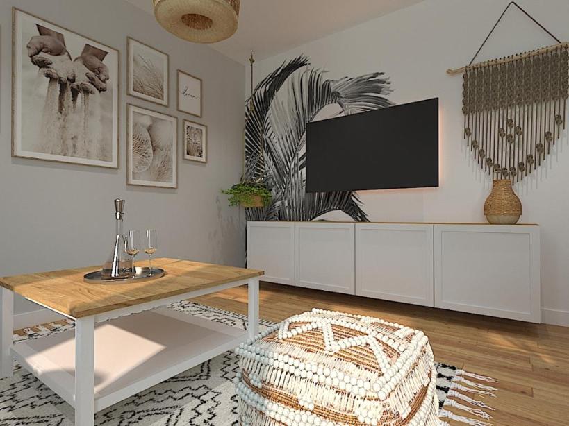 Projekt pokoju dziennego w stylu boho