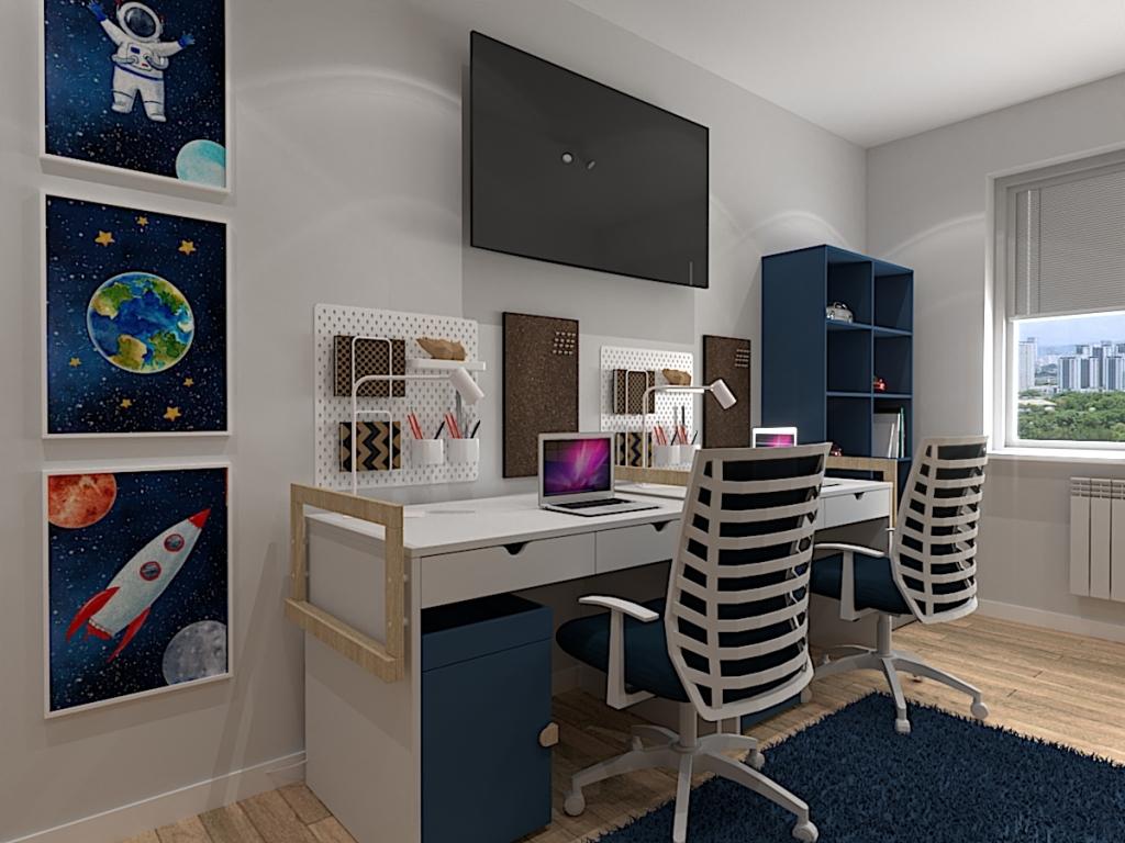 Inspiracja na pokój młodzieżowy dla nastolatków bliźniaków w bloku