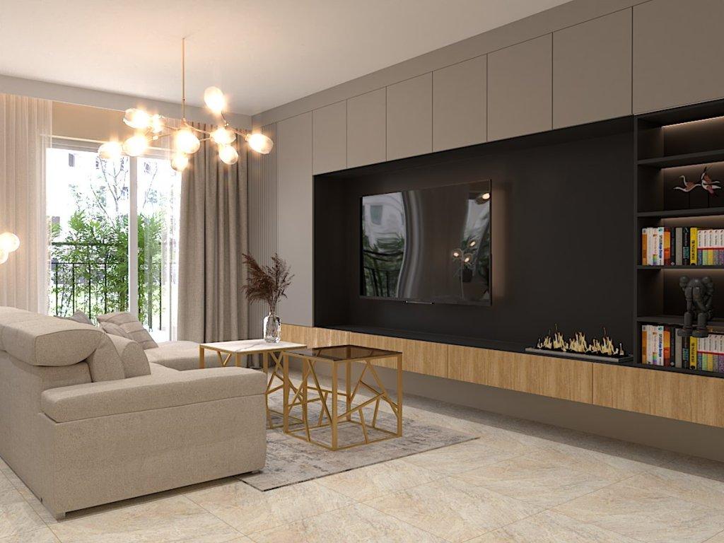 Projekt salonu z aneksem kuchennym, hol Świnoujście