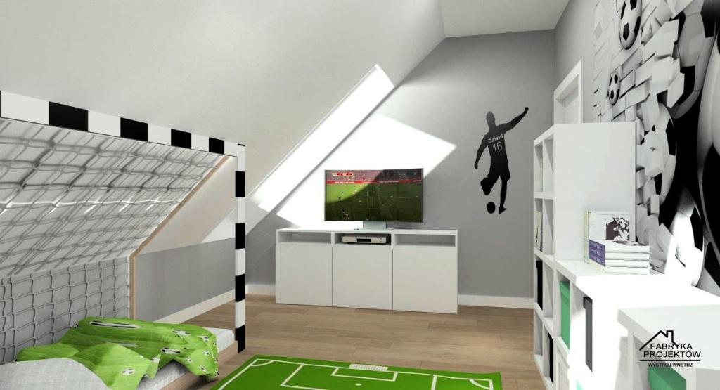 Projekt wnętrza: pokój piłkarski dla chłopca 