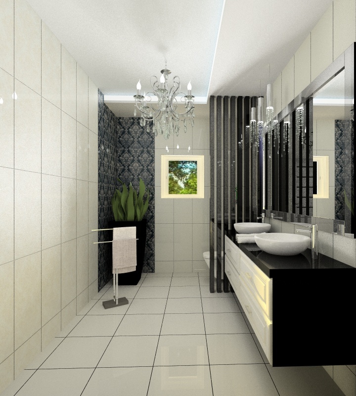 projekt łazienki glamour, zdjęcie łazienki w rezydencji