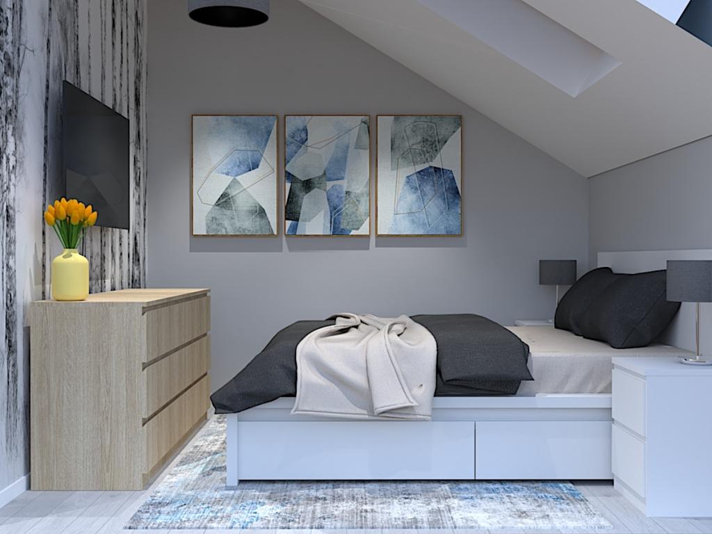 Dodatki w sypialni, plakaty, fototapeta, poduszki