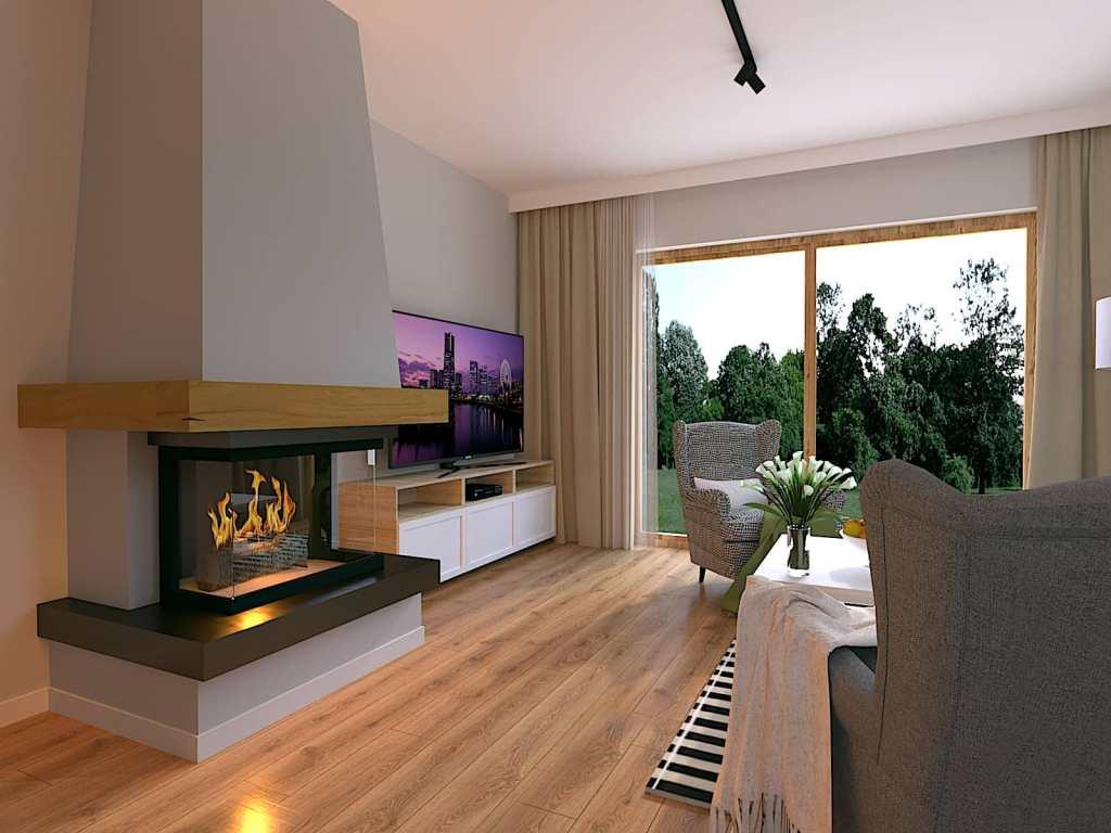 Mieszkanie 80m2, kominek, sofa , zasłony bezowe