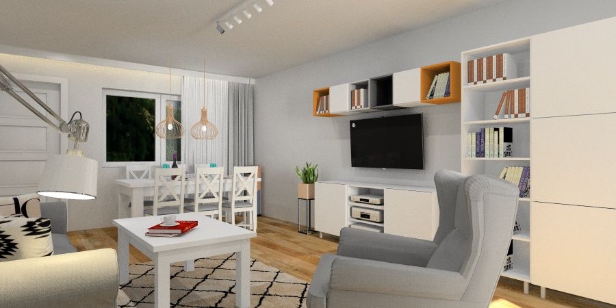 Projekt salonu. Salon urządzony nowocześnie i funkcjonalnie 