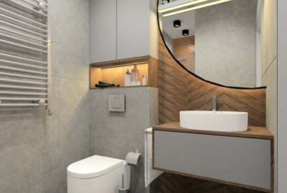Łazienka 3,5 m2 . Projekt łazienki nowoczesnej z prysznicem