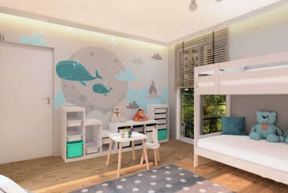 Projekt pokoju dla dw&oacute;jki dzieci, rodzeństwa, dziewczynki i chłopca