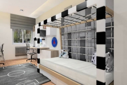 Pok&oacute;j piłkarski. Chłopiec 8 lat i 5 lat. Aranżacja pokoju dla Marcela i Kamila