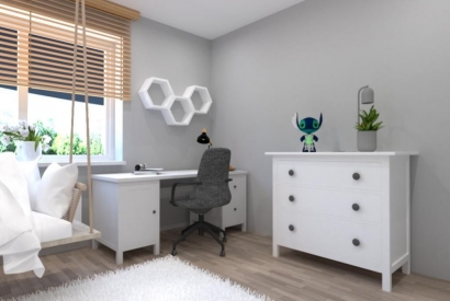 Pok&oacute;j dla dziewczynki 7 lat. Aranżacja wnętrza pokoju 14m2