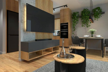 Salon z aneksem 24m2. Pomysł na nowoczesną aranżacje i projekt wnętrz