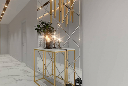 Pomysł na wyjątkową aranżacje przedpokoju w stylu glamour