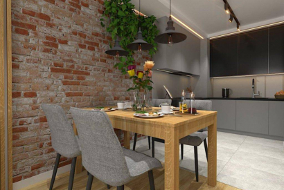 Aranżacje salonu z aneksem kuchennym 19m2