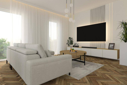 Nowoczesny Minimalistyczny Salon z Kuchnią: Harmonia Przestrzeni